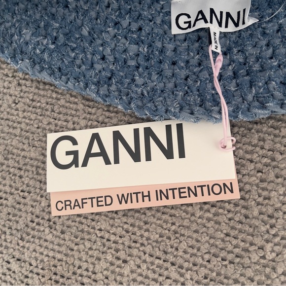 GANNI Cotton Denim Crochet Bucket Hat - Picture 8 of 11